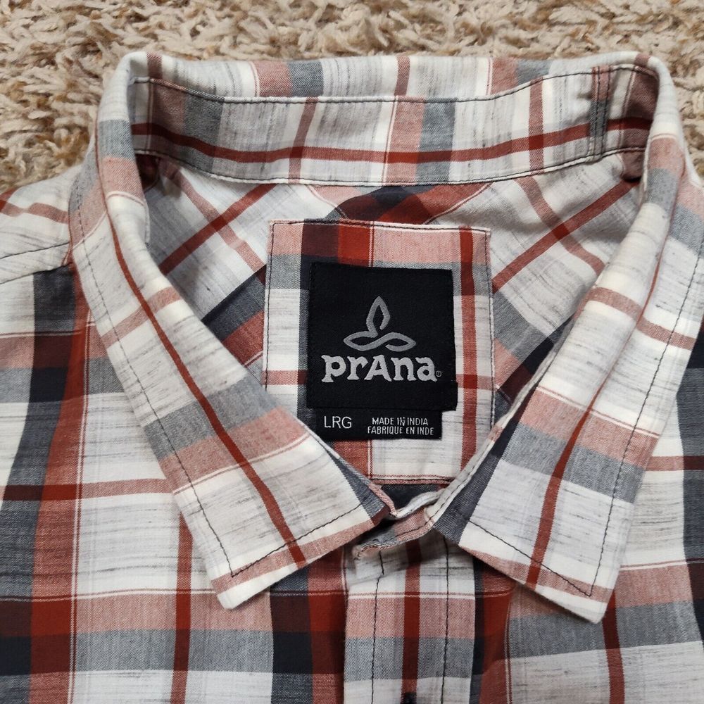 Prana Men‎ Sz L Plaid Short Sleeve Button Up Shirt - Picture 3 of 10